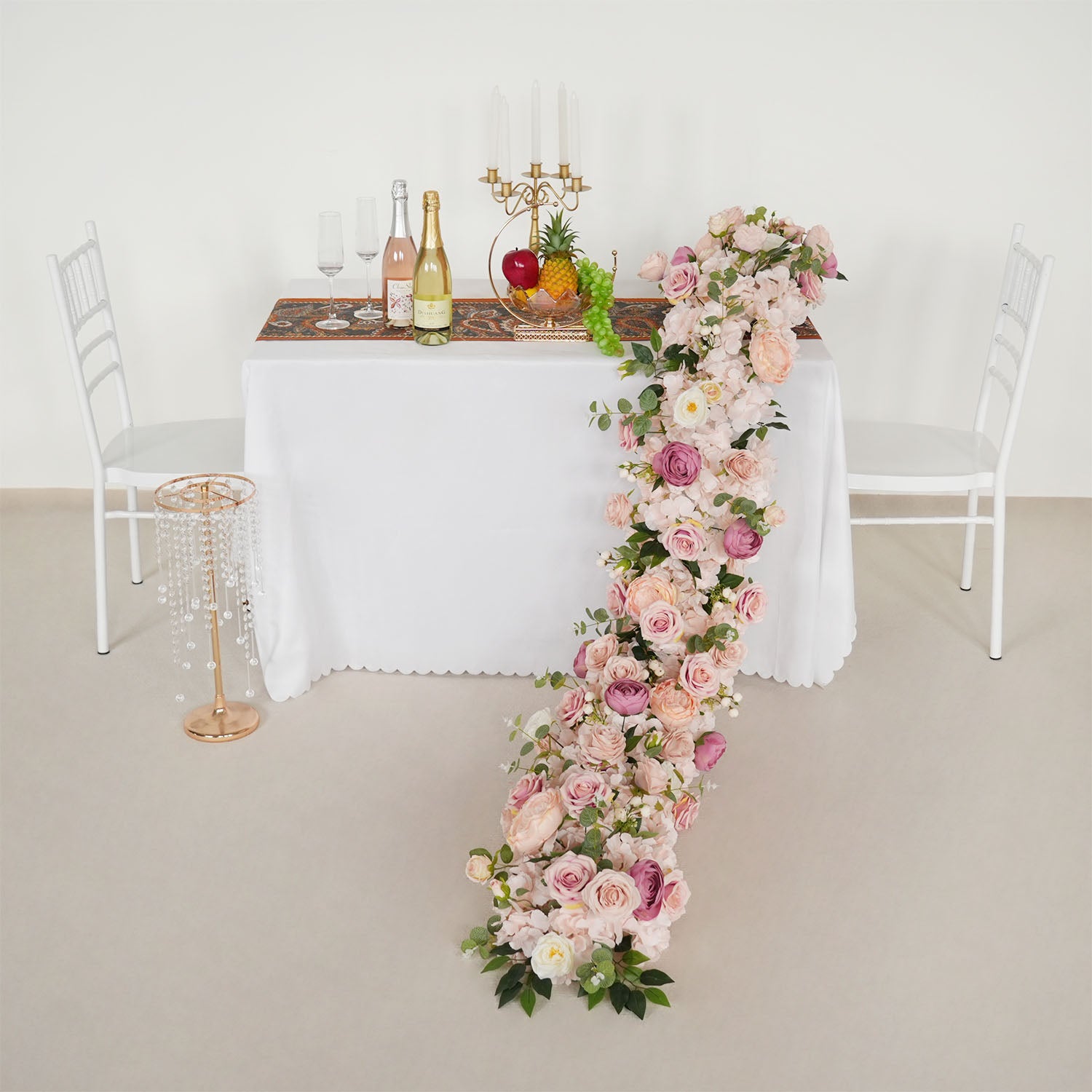 Uflower Artificial Flower Row Sofa Table Runner Floor Flower Arrangement
